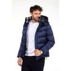 G-Fox Erkek Kısa Çıkarılabilir Kapşonlu Dolgulu Rüzgara Dayanıklı Su Itici Şişme Mont 9688 - 3XL - İndigo