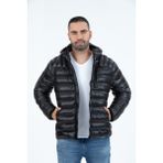 G-Fox Erkek Kısa Sabit Kapşonlu Dolgulu Spor Şişme Mont 9714 - XL - Siyah