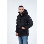 G-Fox Erkek Uzun Sabit Kapşonlu Dolgulu Rüzgara Dayanıklı Su Itici Şişme Mont 9707 - 2XL - Siyah