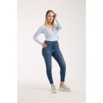 G-FOX Kadın Fitilli Kruvaze V Yaka Uzun Kollu Bluz – Esnek Vücuda Oturan Dar Kesim, Şık Crop 3017 - Mavi - 2XL