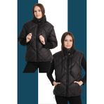 G-FOX Kadın Kısa Çıkarılabilir Kol Detaylı Kapşonsuz şişme Mont Yelek 8697 - Siyah - 3XL