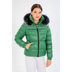 G-Fox Kadın Kısa Çıkarılabilir Kürk Kapşonlu Dolgulu Şişme Mont 8347 - 2XL - Yeşil