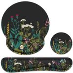 G JGOO Bilek istirahati ve klavye bilek desteği ile ergonomik Mouse Pad, bilgisayar klavyesi için bellek köpüğü bilek desteği, kolay yazma, ağrı kesici, oyun, ofis, dizüstü bilgisayar, siyah çiçek için Mouse