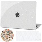 G JGOO MacBook Air 13 inç Kılıf 2025 2024 2023 2022 Release M3 A3113 M2 A2681, MacBook Air 13,5 inç Kılıf + Klavye Kapağı + 50 Adet Dizüstü Bilgisayar Çıkartması için Şeffaf Parlak Plastik Sert Kabuk