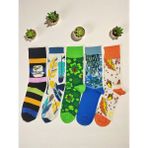 G Socks 5'li Çiçek, Yaprak ve Sarmaşık Desenli Renkli Kadın Çorap Seti - 37 - 44 - Çok Renkli