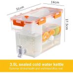 G Turuncu 3.5l 4l Su Isıtıcısı Meyve Çayı Kovası Musluk Buzdolabı Buz Soğuk Şişe Konteyner Mutfak Büyük Kapasiteli Soğuk Su Sürahi (Yurt Dışından) - Renkli - Water Pots