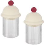 G.TWONG 2 Paket Banyo Düzenleyicileri ve Saklama Seti, Yaratıcı Pamuk Top/Swabs Dispenseri, Banyo Aksesuarları (Bej, 2 Paket)