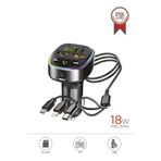 G15-BLACK Torima G15 Siyah Fm Transmitter Araç Şarj Cihazı (18W Hızlı Şarj - Usb/type-C/tf Kart Destekli)
