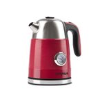 G3ferrari G10149 Kırmızı 1.7l Retro Vintage Sıcaklık Göstergeli Çelik Su Isıtıcısı Kettle Duca