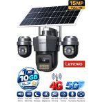 G4w19 3 Lensli 4G Sım Kartlı 360° Ptz Solar Güvenlik Kamerası Güneş Panelli Gece Görüşlü Dış Mekan 1 Ay 10Gb Dahil