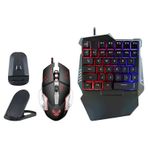 G508 Mobil Oyun Kablolu Klavye Mouse Kombo Paket Seti Pubg Dönüştürücülü Tek El Kullanım Gaming Oyuncu Rgb Led Işıklı Optik siyah