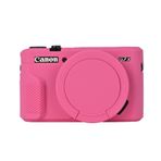 G7X Mark II kamera çantası, yumuşak silikon koruyucu kılıf, ultra ince, hafif, Canon PowerShot G7X Mark II kamera için objektif kapaklı (pembe)