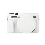 G7X Mark II kılıf, yumuşak silikon koruyucu kılıf, ultra ince, hafif, Canon PowerShot G7X Mark II kamera için, çıkarılabilir objektif kapaklı (beyaz)