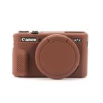 G7X Mark II kılıf, yumuşak silikon koruyucu kılıf, ultra ince, hafif, Canon PowerShot G7X Mark II kamera için, çıkarılabilir objektif kapaklı (kahve)