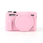 G7X Mark II kılıf, yumuşak silikon koruyucu kılıf, ultra ince, hafif, Canon PowerShot G7X Mark II kamera için, çıkarılabilir objektif kapaklı (pembe)