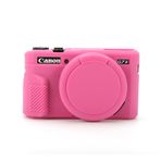G7X Mark II kılıf, yumuşak silikon koruyucu kılıf, ultra ince, hafif, Canon PowerShot G7X Mark II kamera için çıkarılabilir objektif kapaklı (şeftali kırmızısı)