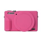 G7X Mark III kamera çantası, yumuşak silikon koruyucu kılıf, ultra ince, hafif, Canon PowerShot G7X Mark III kamera için objektif korumalı kapak (pembe)