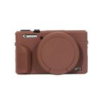 G7X Mark III kılıf, yumuşak silikon koruyucu kılıf, ultra ince, hafif, Canon PowerShot G7X Mark III kamera için, çıkarılabilir objektif kapaklı (kahve)