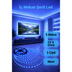 ga gözde aydınlatma 3 Çipli Şerit Led Mavi Işık ◆ İç Mekan ◆ Yüksek Lümen ◆ Ekstra Kalın PCB ◆ 5 m ( TRAFOSUZ )