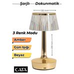 ga gözde aydınlatma Rio Şarjlı Masa Lambası | Dokunmatik LED | Amber Gün Işığı Beyaz 3 Renk USB Şarjlı Lamba