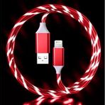 Ga22 i-Phone Lighting Hızlı Şarj Kablosu Matrix LED Işıklı Kablo 8 Pin 5V 3A 1 Metre Kırmızı