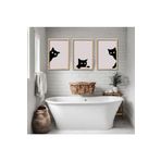 GAAGART 3'lü Ahşap Lamine Çerçeveli Mdf Banyo Tablosu Siyah Kediler 30 x 40 gartNM2465