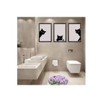 GAAGART 3'lü Ahşap Lamine Çerçeveli Mdf Banyo Tablosu Siyah Kediler 50 x 70 gartNM2466
