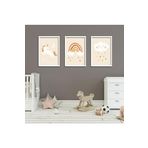 GAAGART 3'lü Ahşap Lamine Çerçeveli Mdf Bebek Odası Unicorn Tablo Seti 30 x 40 gartNM2402