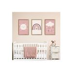 GAAGART 3'lü Ahşap Lamine Çerçeveli Mdf Kız Bebek Odası Pembe Tablo 30 x 40 gartNM2438