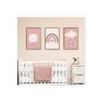 GAAGART 3'lü Ahşap Lamine Çerçeveli Mdf Kız Bebek Odası Pembe Tablo 40 x 60 gartNM2436