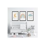 GAAGART 3'lü Ahşap Lamine Çerçeveli Mdf Kız Bebek Odası Unicorn Tablo 30 x 40 gartNM2414