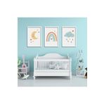 GAAGART 3'lü Ahşap Lamine Çerçeveli Mdf Kız Bebek Odası Unicorn Tablo 40 x 60 gartNM2418