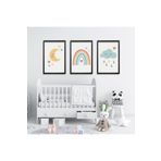 GAAGART 3'lü Ahşap Lamine Çerçeveli Mdf Kız Bebek Odası Unicorn Tablo 50 x 70 gartNM2413