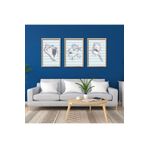 GAAGART 3'lü Ahşap Lamine Çerçeveli Mdf Tablo Çizgisel Deniz Kabukları 40 x 60 gartNM2500