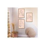 GAAGART 3'lü Ahşap Lamine Çerçeveli Mdf Tablo Çizgisel Kadeh ve Kadın 30 x 40 gartNM2298
