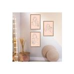 GAAGART 3'lü Ahşap Lamine Çerçeveli Mdf Tablo Çizgisel Kadeh ve Kadın 40 x 60 gartNM2297
