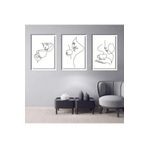 GAAGART 3'lü Ahşap Lamine Çerçeveli Mdf Tablo Çizgisel Kahve ve Kadın 30 x 40 gartNM2225