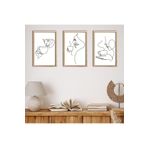 GAAGART 3'lü Ahşap Lamine Çerçeveli Mdf Tablo Çizgisel Kahve ve Kadın 40 x 60 gartNM2227