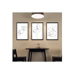 GAAGART 3'lü Ahşap Lamine Çerçeveli Mdf Tablo Çizgisel Kahve ve Kadın 50 x 70 gartNM2220
