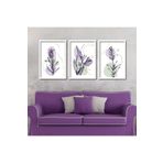 GAAGART 3'lü Ahşap Lamine Çerçeveli Mdf Tablo Çizgisel Lila Lavanta 30 x 40 gartNM2361