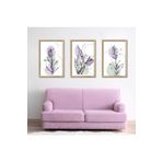 GAAGART 3'lü Ahşap Lamine Çerçeveli Mdf Tablo Çizgisel Lila Lavanta 30 x 40 gartNM2364