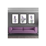 GAAGART 3'lü Ahşap Lamine Çerçeveli Mdf Tablo Çizgisel Lila Lavanta 30 x 40 gartNM2368