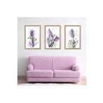 GAAGART 3'lü Ahşap Lamine Çerçeveli Mdf Tablo Çizgisel Lila Lavanta 40 x 60 gartNM2365