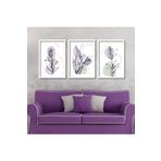 GAAGART 3'lü Ahşap Lamine Çerçeveli Mdf Tablo Çizgisel Lila Lavanta 50 x 70 gartNM2362