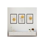 GAAGART 3'lü Ahşap Lamine Çerçeveli Mdf Tablo Çizgisel Sarı Bitkiler 40 x 60 gartNM2312