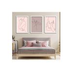 GAAGART 3'lü Ahşap Lamine Çerçeveli Mdf Tablo Çizgisel Sıkılan Kadın 40 x 60 gartNM2241