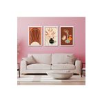 GAAGART 3'lü Ahşap Lamine Çerçeveli Mdf Tablo Çizgisel Vazo ve Çiçek 30 x 40 gartNM2558