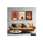 GAAGART 3'lü Ahşap Lamine Çerçeveli Mdf Tablo Çizgisel Vazo ve Çiçek 40 x 60 gartNM2551