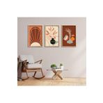GAAGART 3'lü Ahşap Lamine Çerçeveli Mdf Tablo Çizgisel Vazo ve Çiçek 40 x 60 gartNM2555