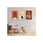 GAAGART 3'lü Ahşap Lamine Çerçeveli Mdf Tablo Çizgisel Vazo ve Çiçek 50 x 70 gartNM2553